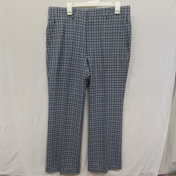 VTG NWT 60S/70S Sears Roebuck Co. 36x30 Mens Dress Pants Blue Plaid Disco Flare - Picture 2 of 13